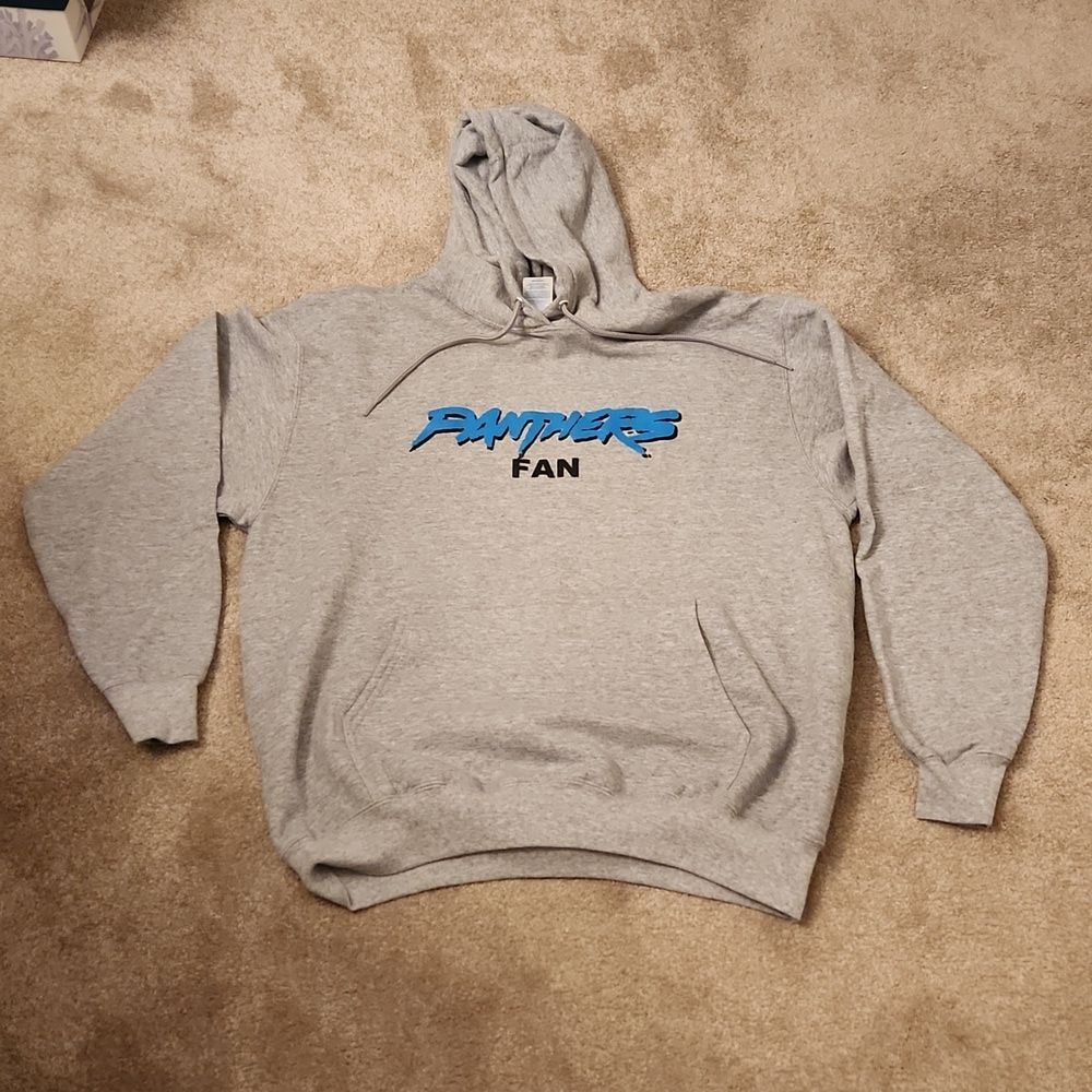 NFL Carolina Panthers "Panthers Fan" Women's Gray Pullover Hoodie Size L